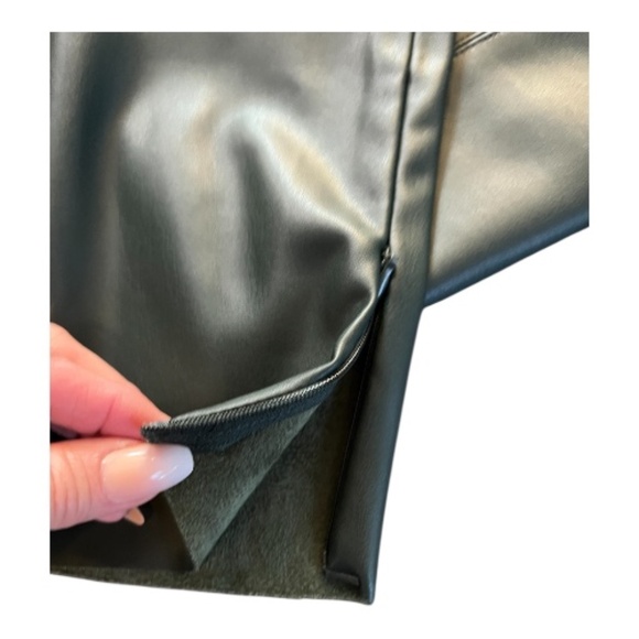 EUC Zara dark green faux leather ankle zip pants | size large - Picture 4 of 9